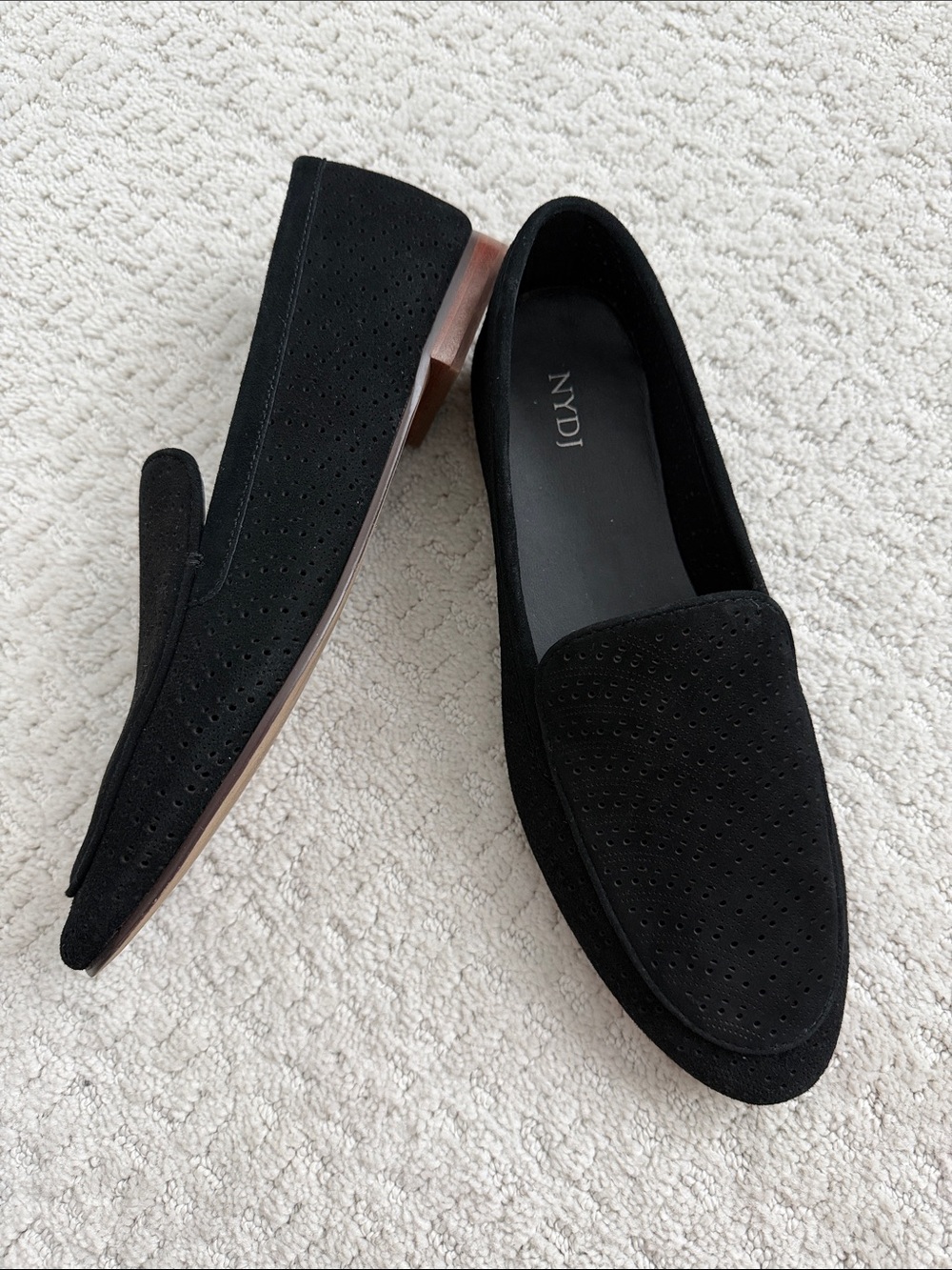 NYDJ Black Suede Perforated Slip-On Loafers Classic‎ Fall